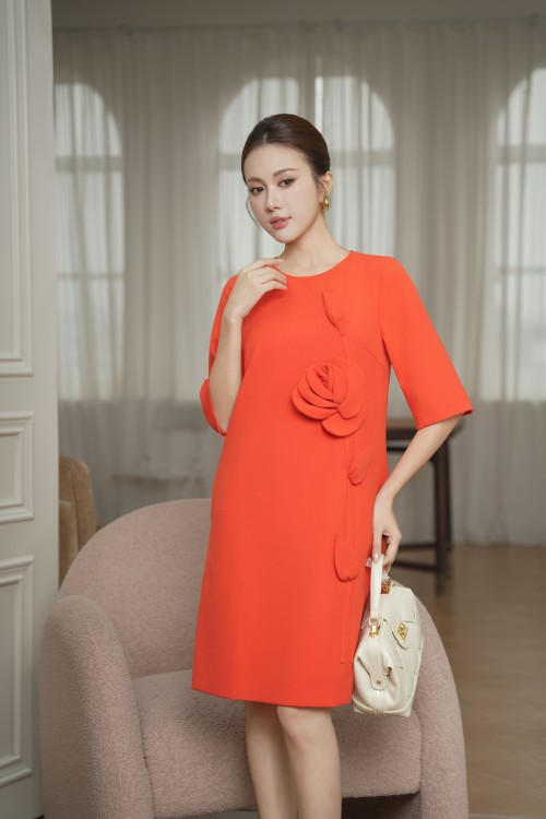 Sixdo 3D Flower Woven Loose Dress